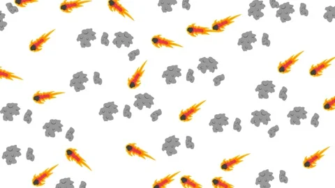 Seamless Pattern of Hand Drawn Cartoon Meteors and Asteroids on White Background Stock Footage 346186196