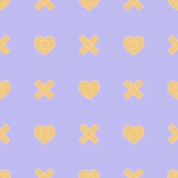 Seamless pattern with hand drawn cartoon plaster. Vector illustration Illustrazione stock