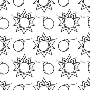 Seamless pattern hand drawn cartoon bomb Stock Illustration