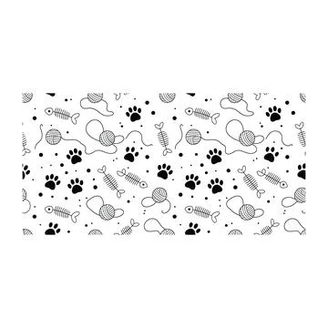Seamless pattern of hand drawn cat themed doodles including fish bones and .. Stockillustratie