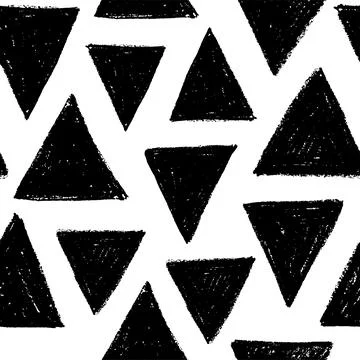 Seamless pattern with hand drawn charcoal triangle Stock Illustration