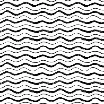 Seamless pattern with hand drawn charcoal waves. Illustrazione stock