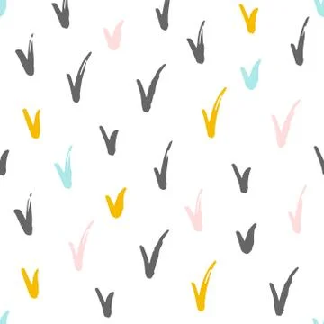 Seamless pattern with hand drawn check marks. Vector illustration Illustrazione stock