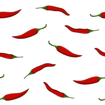 Seamless pattern of hand-drawn chilly pepper Illustrazione stock