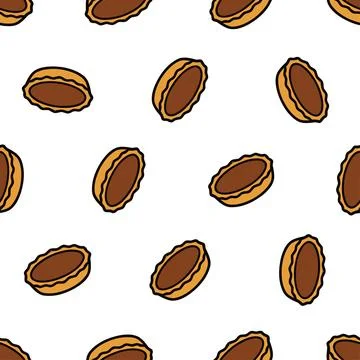 Seamless pattern with hand drawn chocolate tarts on white background. Stock-Illustration