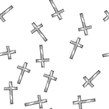 Seamless pattern Hand drawn christian religious cross symbol illustration 스톡 일러스트