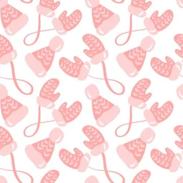 Seamless pattern of Hand Drawn Christmas Mittens Sketch Symbol isolated on white Stock Illustration