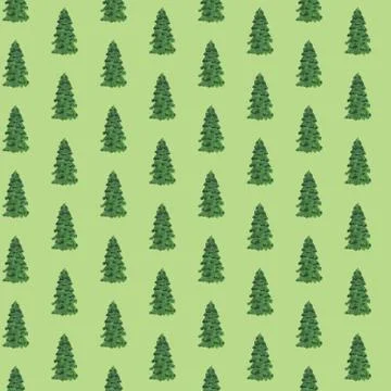 Seamless pattern of hand drawn Christmas trees Stock Illustration