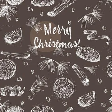 Seamless pattern with hand drawn Christmas winter spices Stock-Illustration