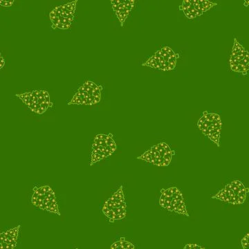 Seamless pattern hand drawn christmas tree decorating holiday season Stock Illustration