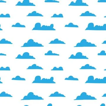 Seamless pattern with hand drawn clouds. Design element for poster, card, dec イラスト素材