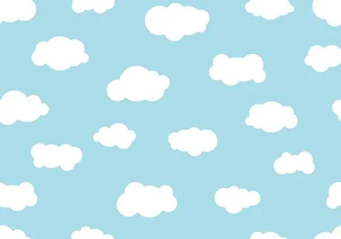Seamless pattern hand drawn cloudy different on blue sky background Stock Illustration