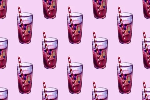 Seamless pattern with hand drawn cocktails 库存插图
