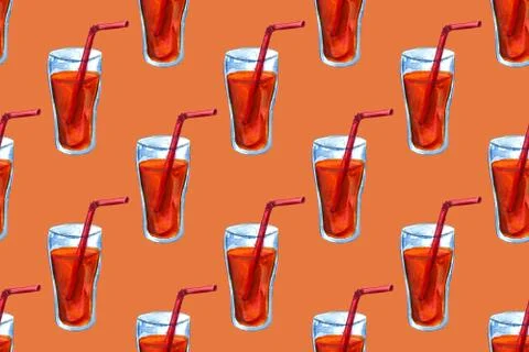 Seamless pattern with hand drawn cocktails Stock Illustration