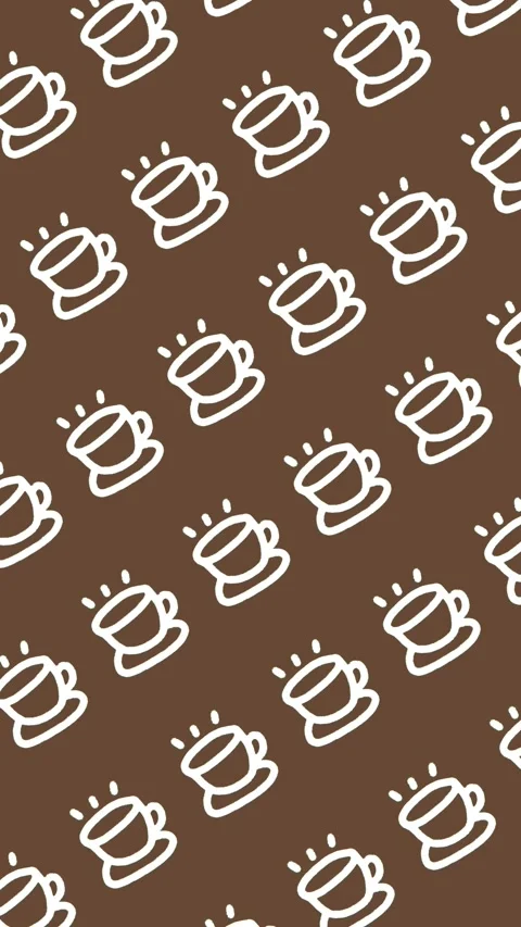 Seamless pattern of a hand-drawn coffee cup on a brown background animation Stock Footage 338126297