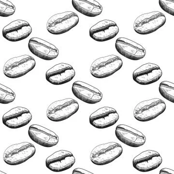 Seamless pattern with hand drawn coffee beans イラスト素材