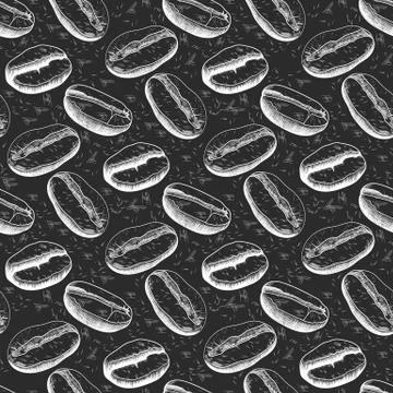Seamless pattern with hand drawn coffee beans Illustrazione stock