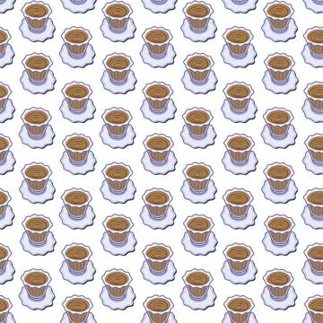 Seamless Pattern of hand drawn coffee cup in Mediterranean style. Minimalistic Stock Illustration