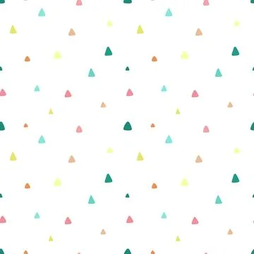 Seamless pattern of hand-drawn colored triangles on a light background. Illus Stock Illustration