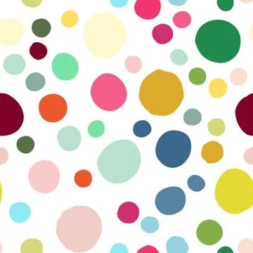Seamless pattern with hand drawn colorful scattered confetti spots. Stock Illustration