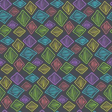 Seamless pattern with hand drawn colorful rhombus Stock Illustration