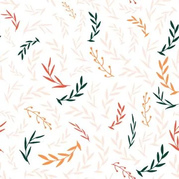 Seamless pattern. Hand drawn colorful leaves. Stock Illustration