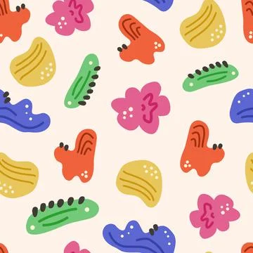 Seamless pattern with hand drawn colorful abstract shapes doodle style Illustrazione stock