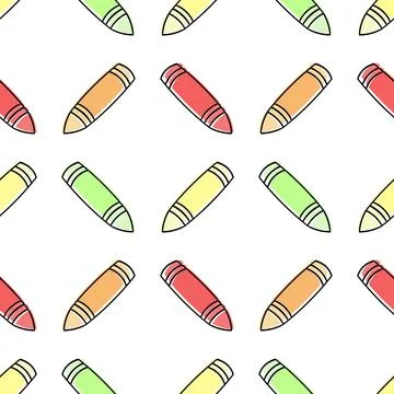 Seamless pattern hand drawn colorful crayons Stock Illustration