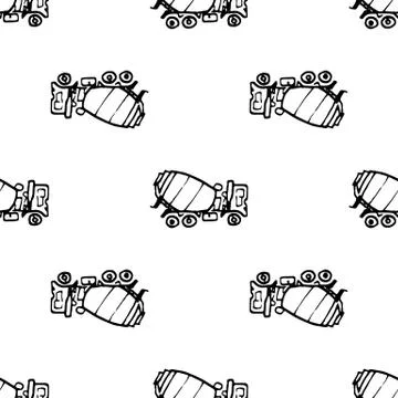 Seamless pattern hand drawn concrete mixer doodle. Sketch style icon. Decorat Stockillustratie