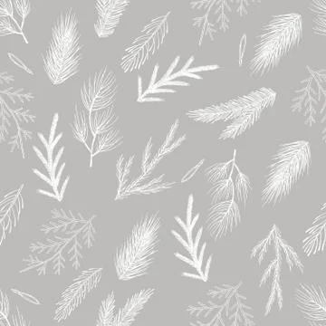 Seamless pattern with hand drawn cones, xmas tree. Christmas vector illustration イラスト素材