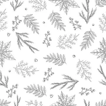 Seamless pattern with hand drawn cones,xmas tree. Christmas vector illustration. 스톡 일러스트