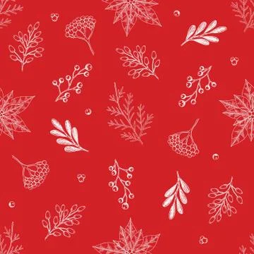 Seamless pattern with hand drawn cones,xmas tree. Christmas vector illustration. Stock Illustration