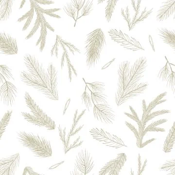 Seamless pattern with hand drawn cones,xmas tree. Christmas vector illustration. Illustrazione stock