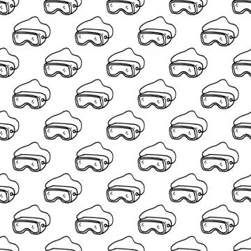 Seamless pattern hand drawn construction glasses doodle. Sketch style icon. D Stock Illustration