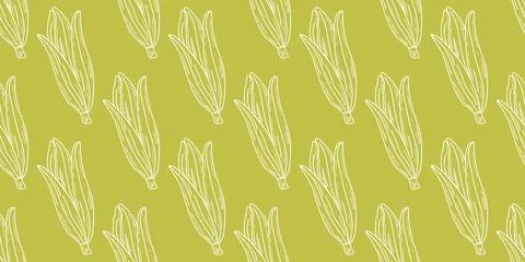 Seamless pattern with hand-drawn corn buds Stock Illustration