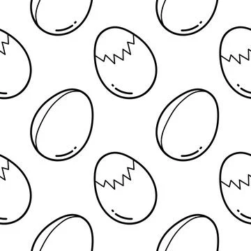 Seamless pattern of hand drawn cracked eggs and whole eggs Illustrazione stock