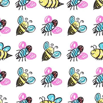 Seamless pattern. Hand drawn crayon texture style Stock-Illustration