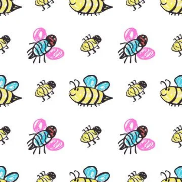 Seamless pattern. Hand drawn crayon texture style Stock Illustration