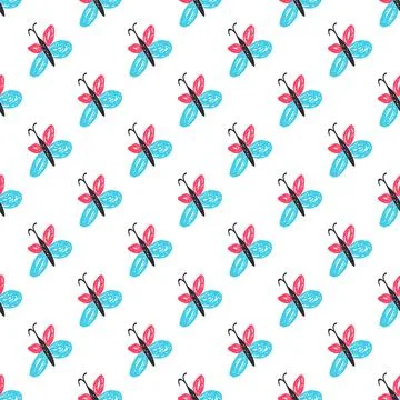 Seamless pattern. Hand drawn crayon texture style Stock Illustration