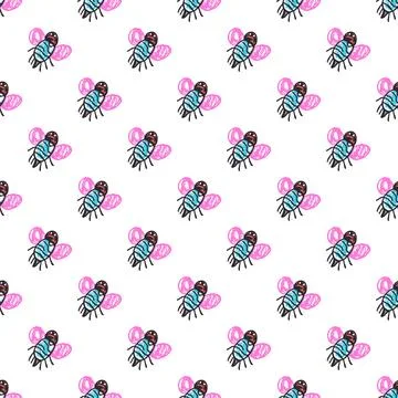 Seamless pattern. Hand drawn crayon texture style Stock Illustration