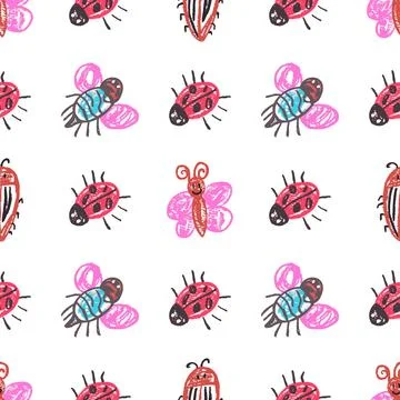 Seamless pattern. Hand drawn crayon texture style Stock Illustration