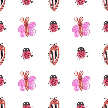 Seamless pattern. Hand drawn crayon texture style Stock Illustration