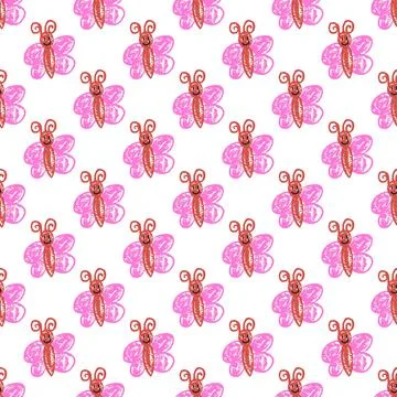 Seamless pattern. Hand drawn crayon texture style Stock Illustration