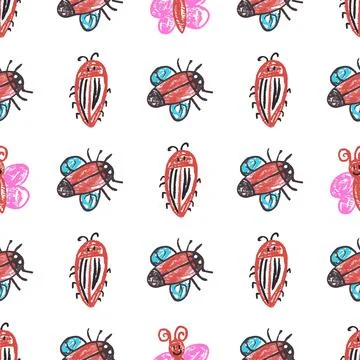 Seamless pattern. Hand drawn crayon texture style Stock Illustration