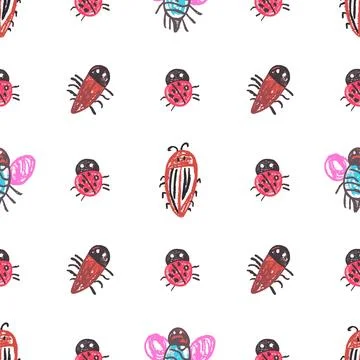 Seamless pattern. Hand drawn crayon texture style Stock Illustration