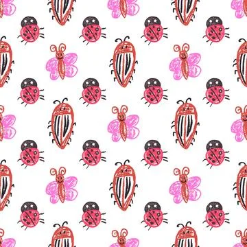 Seamless pattern. Hand drawn crayon texture style Stock Illustration