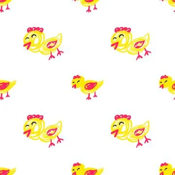 Seamless pattern. Hand drawn crayon texture style Stock Illustration
