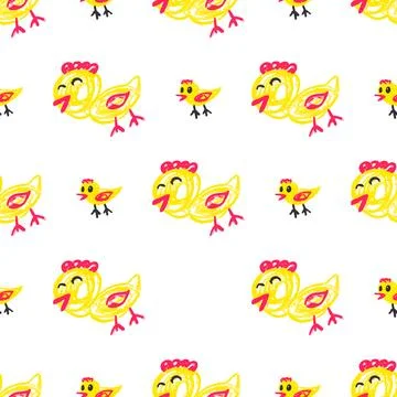Seamless pattern. Hand drawn crayon texture style Stock Illustration
