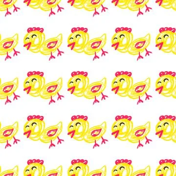 Seamless pattern. Hand drawn crayon texture style Stock Illustration