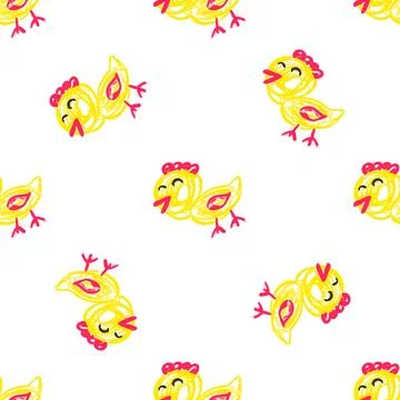 Seamless pattern. Hand drawn crayon texture style Stock Illustration
